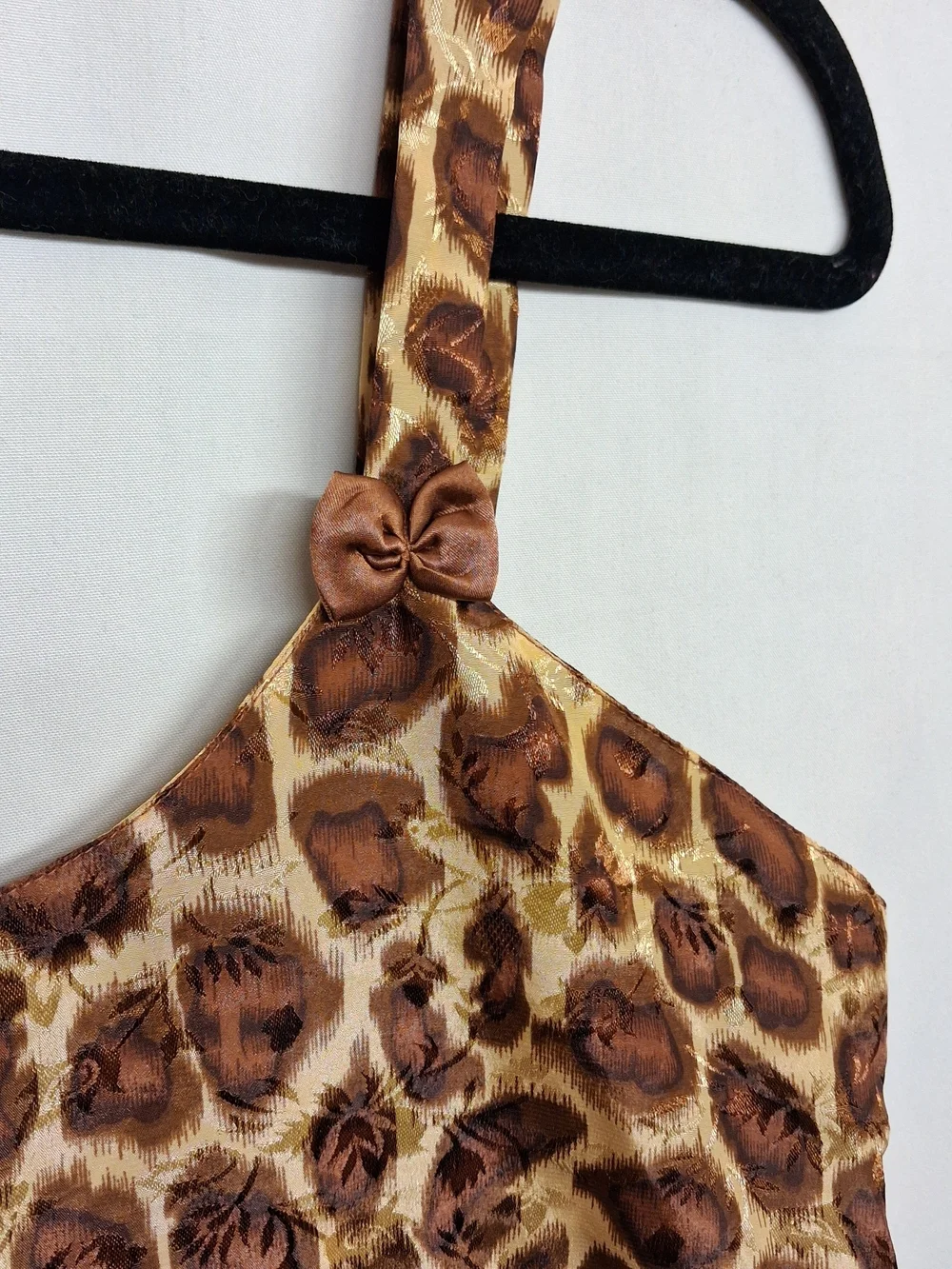 JWS Animal Print Slip Dress Leopard Brown Bow Sleeveless Midi Small